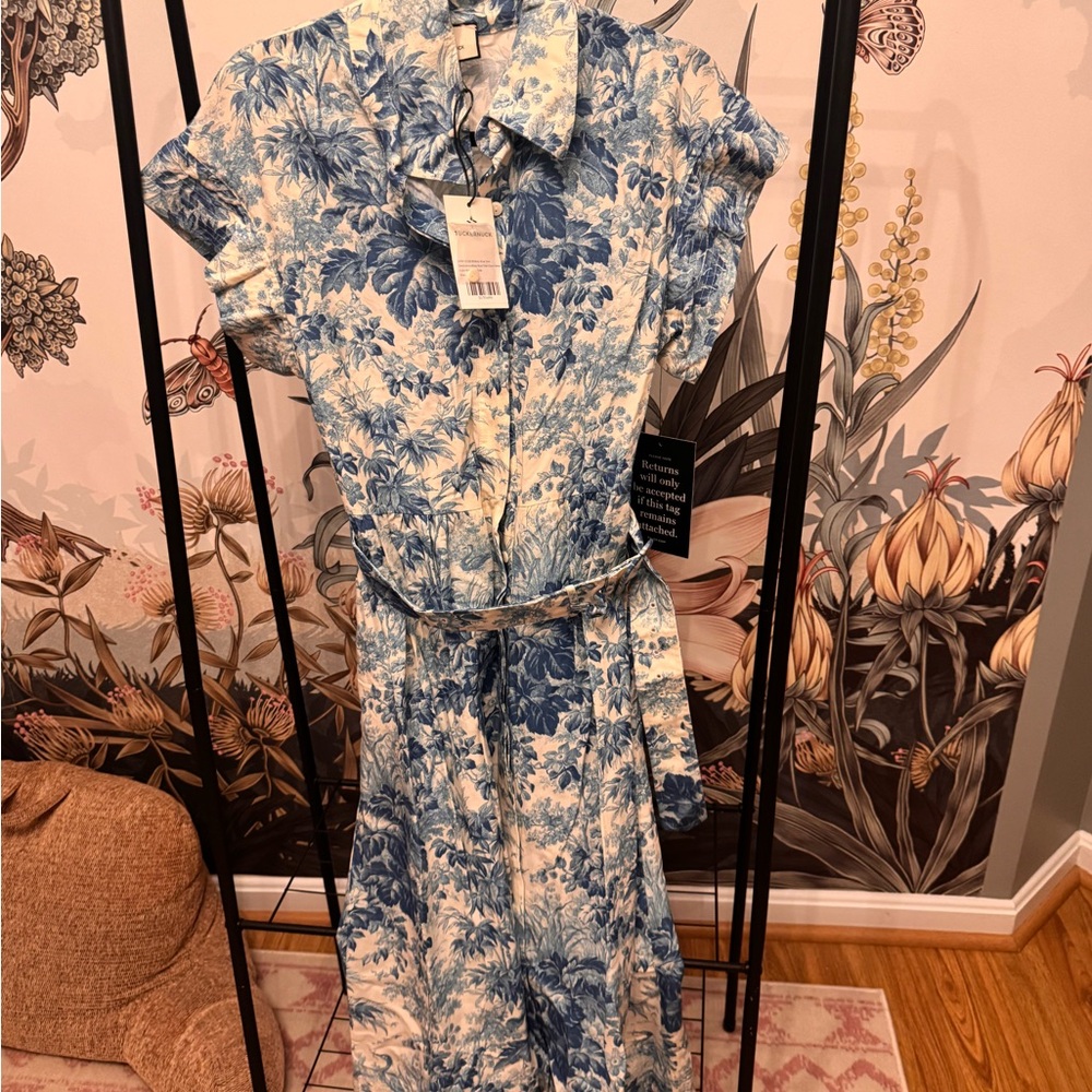 Tuckernuck Blue and Cream Floral Jumpsuit